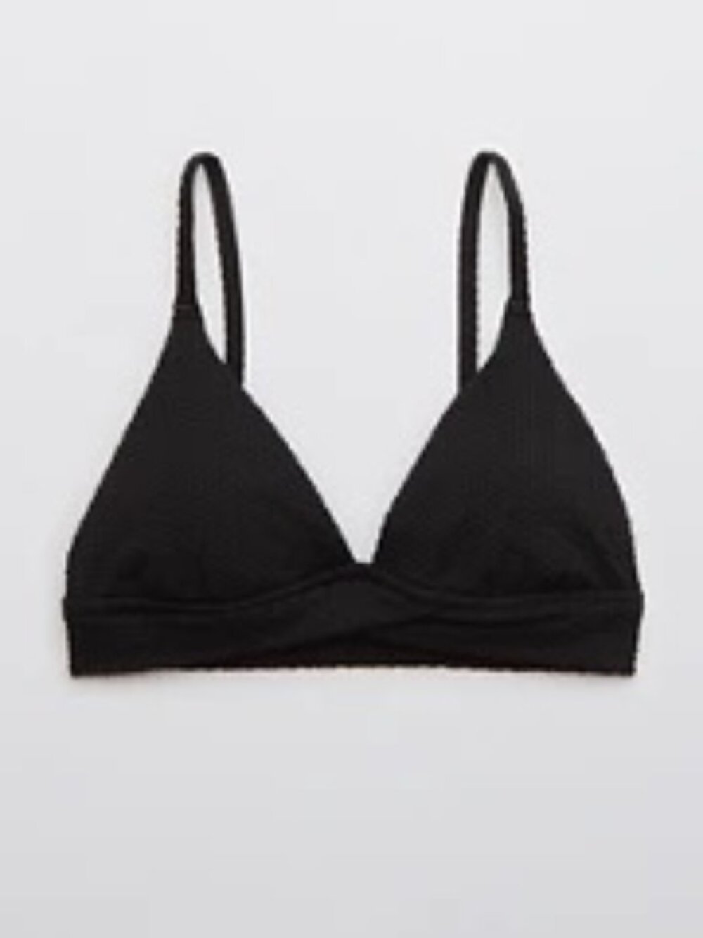 Aerie Jacquard Crossover Triangle Bikini Top - Black - Medium - Women